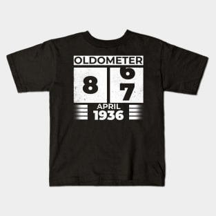 Oldometer 87 Years Old Born In April 1936 Kids T-Shirt